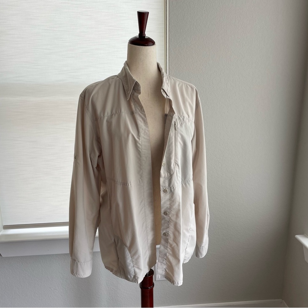 LL Bean Shirt L Reg No Fly Zone Outdoor Mesh Lined Button Up 281125 FISHING